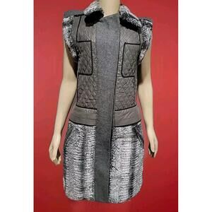 BCBG Max Azria ARCHER Gray Two Way Zip Size S Long Vest Jacket #W